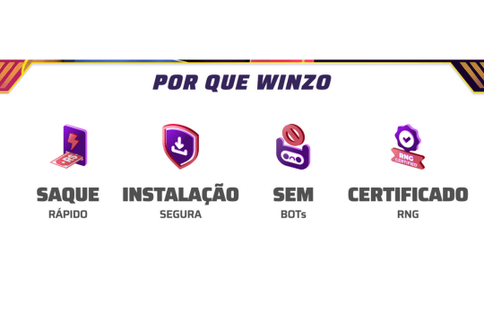 Captura de tela com características do app para ganhar dinheiro jogando: WinzoGames.